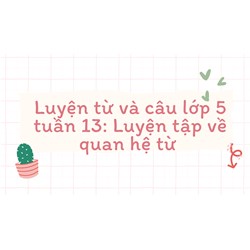 Luyện từ và câu lớp 5 tuần 13: Luyện tập về quan hệ từ có đáp án