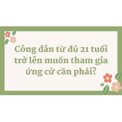 Công dân từ đủ 21 tuổi trở lên muốn tham gia ứng cử cần phải?