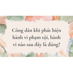 Công dân khi phát hiện hành vi phạm tội, hành vi nào sau đây là đúng?