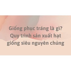 Giống phục tráng là gì? Quy trình sản xuất hạt giống siêu nguyên chủng