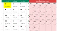 Lịch dương 2024 - Lịch âm 2024 từ 01/01 đến 29/12 âm lịch đầy đủ