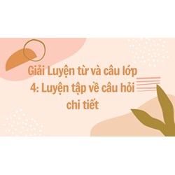 Giải Luyện từ và câu lớp 4: Luyện tập về câu hỏi chi tiết
