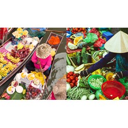 Dàn ý Tả cảnh phiên chợ quê em chi tiết, siêu hay