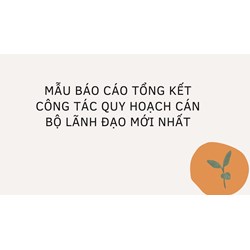 Mẫu báo cáo tổng kết công tác quy hoạch cán bộ lãnh đạo mới nhất