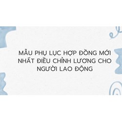 Mẫu phụ lục hợp đồng mới nhất điều chỉnh lương cho người lao động