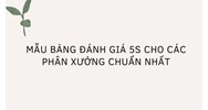 Mẫu bảng đánh giá 5s cho các phân xưởng chuẩn nhất
