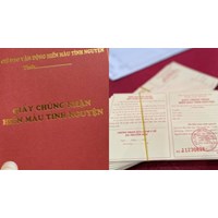 Giấy chứng nhận hiến máu tình nguyện có thời hạn suốt đời không?