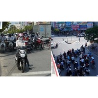 Lái xe máy dừng đèn đỏ rồi bỏ xe lại vào bóng râm tránh nắng được không?