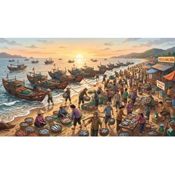 Viết bài văn tả cảnh chợ cá bên bờ biển lớp 6