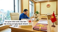 Cơ quan nhà nước nào làm việc trong cả ngày Quốc khánh (2/9)?