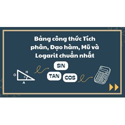 Bảng công thức Tích phân, Đạo hàm, Mũ và Logarit chuẩn nhất