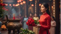 Đi chùa cầu duyên Rằm tháng Giêng cần chuẩn bị mâm lễ thế nào? Ý nghĩa hoa hồng đỏ và trầu cau