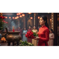 Đi chùa cầu duyên Rằm tháng Giêng cần chuẩn bị mâm lễ thế nào? Ý nghĩa hoa hồng đỏ và trầu cau