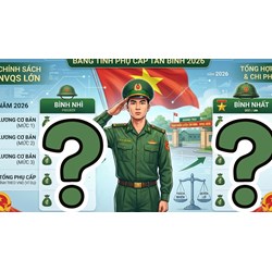 Bảng tính phụ cấp quân hàm hàng tháng cho tân binh nhập ngũ năm Bính Ngọ 2026