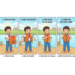 Viết lời hướng dẫn các bước mặc áo phao Tập làm văn lớp 4