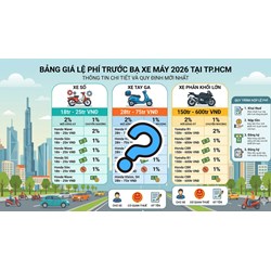 Bảng giá tính lệ phí trước bạ xe máy năm 2026 tại TPHCM