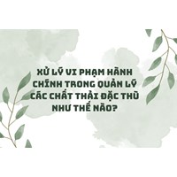 Xử lý vi phạm hành chính trong quản lý các chất thải đặc thù như thế nào?