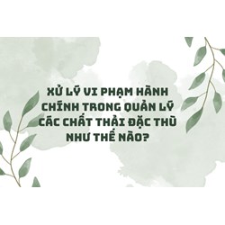 Xử lý vi phạm hành chính trong quản lý các chất thải đặc thù như thế nào?