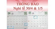 Bộ Lao động – Thương binh và Xã hội đã công bố ngày nghỉ lễ giỗ tổ Hùng Vương 10/3, Ngày lễ chiến thắng 30/4, Ngày quốc tế lao động 1/5.