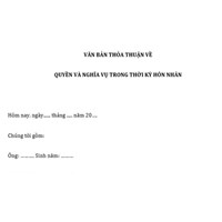 Mẫu hợp đồng thỏa thuận trước hôn nhân đáp đầy đủ, chi tiết