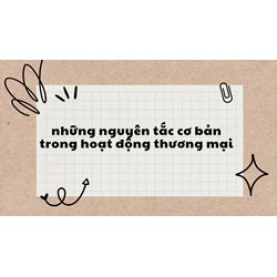 Những nguyên tắc cơ bản trong hoạt động thương mại?