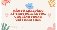 Mẫu tờ khai đăng ký thay đổi dân tộc, giới tính trong giấy khai sinh