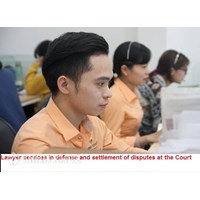 Lawyer services participating in defense and settlement of disputes at the Court