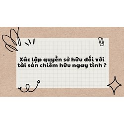 Xác lập quyền sở hữu đối với tài sản chiếm hữu ngay tình ?