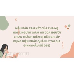 Mẫu bản cam kết của cha mẹ hoặc người giám hộ của người chưa thành niên bị đề nghị áp dụng biện pháp quản lý tại gia đình (Mẫu số 09b)