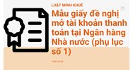 Mẫu giấy đề nghị mở tài khoản thanh toán tại Ngân hàng Nhà nước (phụ lục số 1)