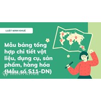 Mẫu bảng tổng hợp chi tiết vật liệu, dụng cụ, sản phẩm, hàng hóa (Mẫu số S11-DN)