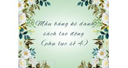 Mẫu bảng kê danh sách lao động (phụ lục số 4)