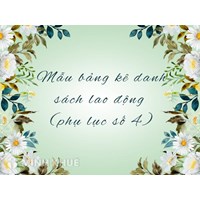 Mẫu bảng kê danh sách lao động (phụ lục số 4)