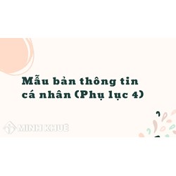 Mẫu bản thông tin cá nhân (Phụ lục 4) 