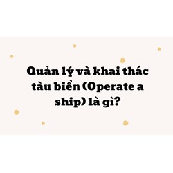 Quản lý và khai thác tàu biển là gì? Operate a ship là gì?