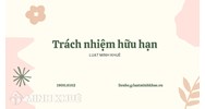 Trách nhiệm hữu hạn (limited liability) là gì?