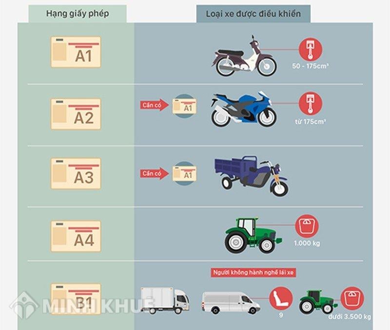 Danh mục các loại giấy phép lái xe và thời hạn sử dụng GPLX?