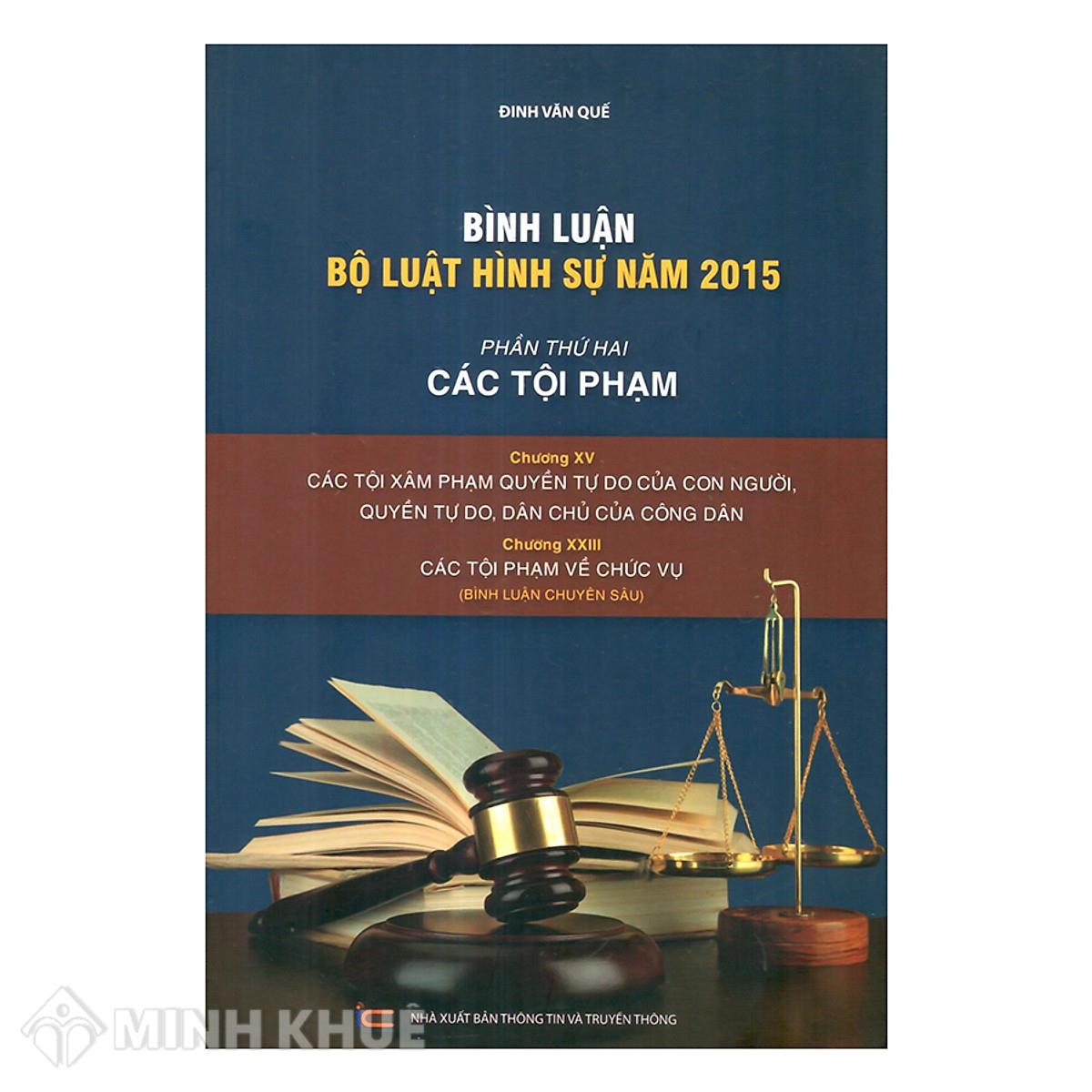 Sách Bình luận khoa học Bộ luật Hình sự năm 2015 (Phần thứ hai ...