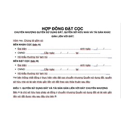 Quy định về mẫu hợp đồng đặt cọc đầy đủ, chi tiết nhất