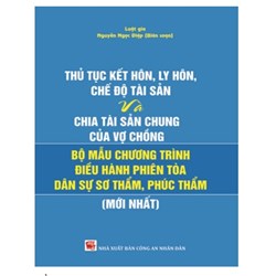 Sách Thủ tục kết hôn, ly hôn, chế độ tài sản và chia tài sản chung của vợ chồng và bộ mẫu chương trình điều hành phiên tòa  dân sự sơ thẩm, phúc thẩm