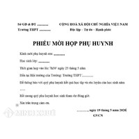 Mẫu giấy mời họp phụ huynh đầu năm 2024 (Đẹp, có File Word)