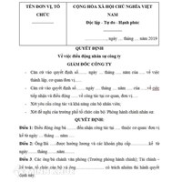 Mẫu quyết định điều chuyển nhân sự mới nhất