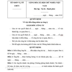 Mẫu quyết định điều chuyển nhân sự mới nhất