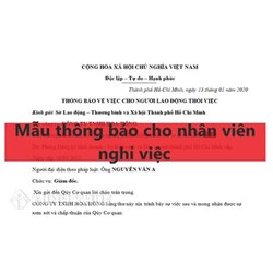 Mẫu thông báo cho nhân viên nghỉ việc: TOP 03 mẫu thông dụng nhất