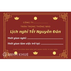 Mẫu thông báo nghỉ lễ, nghỉ tết của doanh nghiệp mới nhất