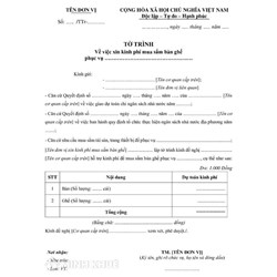 Mẫu Tờ trình xin kinh phí mới nhất có tải File