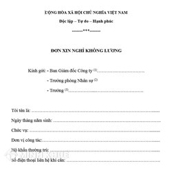 Mẫu đơn xin nghỉ không lương, nghỉ tạm thời để chữa bệnh