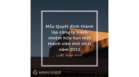 Mẫu Quyết định thành lập Công ty TNHH 1 thành viên mới nhất