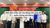 Mẫu Bản nhận xét của đảng viên giúp đỡ quần chúng vào Đảng