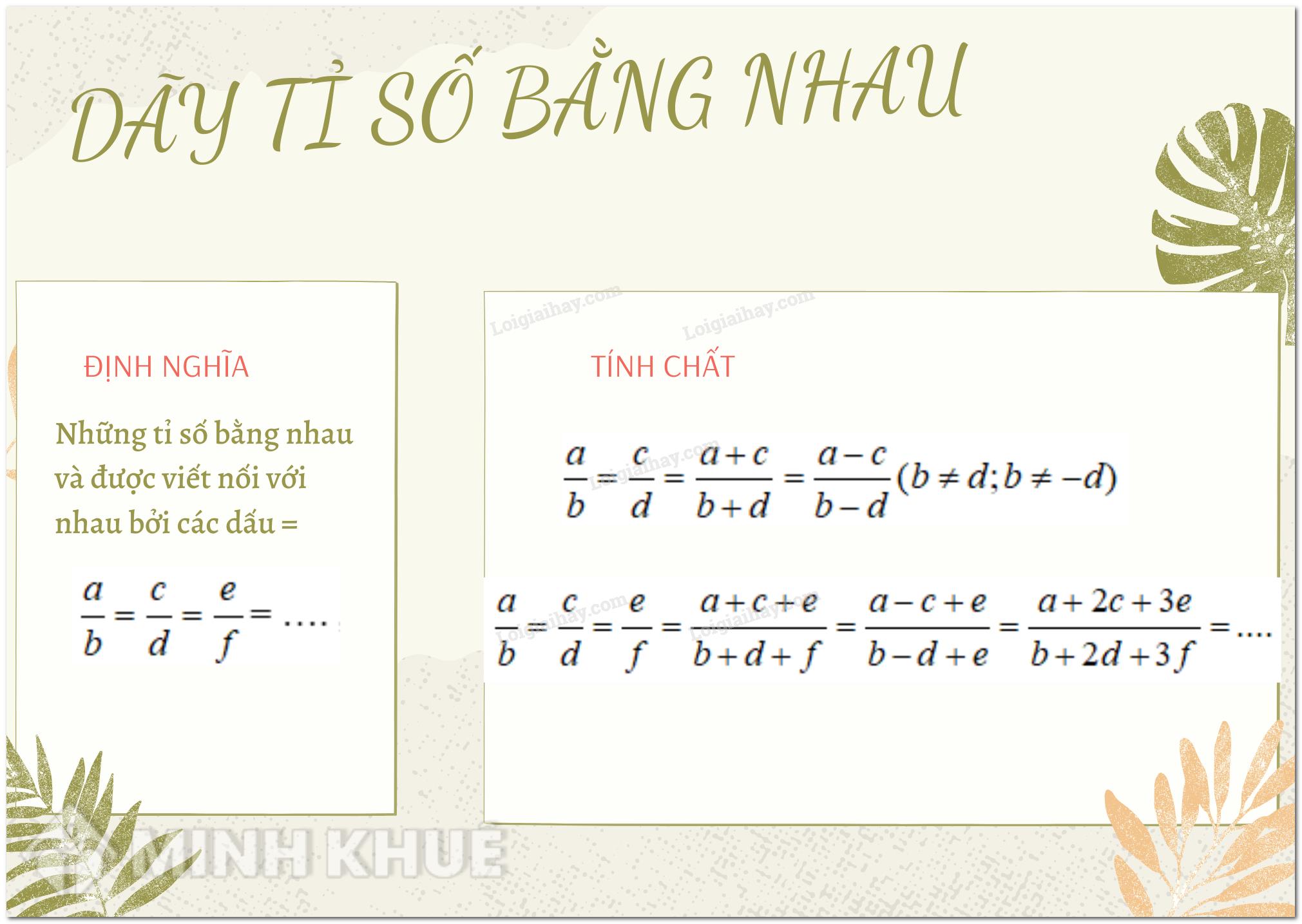 Công thức dãy tỉ số bằng nhau: Khái niệm, Tính chất và Ứng dụng trong Toán học